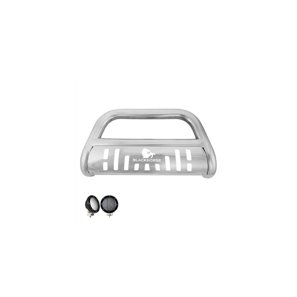 Bull Bar Kit w/ Lights & Skid Plate - Stainless Steel - BLKCBS-TYF5407SP-PLFB